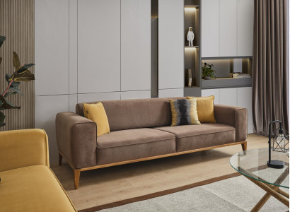 Four Seater Sofa 4 Seater Sofas Fabric Brown Living room Luxury Modern